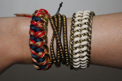 Red White Gold Braided Bracelet